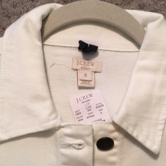 J. Crew White Jean jacket NWT. Sz S - Picture 2 of 4